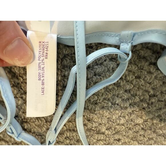 Lilac + London Bridal Satin Chemise & Robe Set XS “Mrs.” White Blue Lace Wedding - Picture 10 of 11